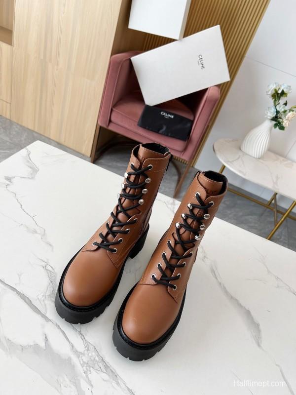 CELINE Triomphe Ankle Boots with 5cm Heel - L Y00340