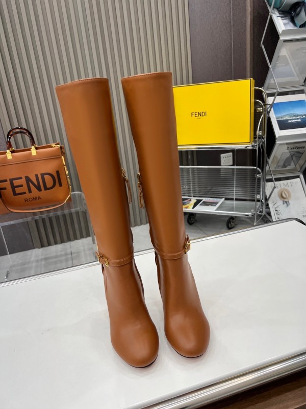 FENDI Delfina Round Toe Boots with FF Buckle - LY00520