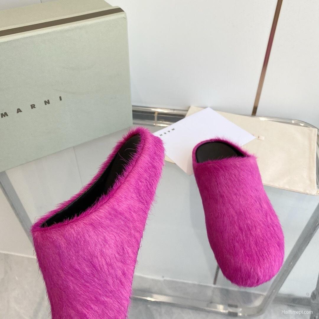 Marni 2025/SS Mule Shoes with Pony Hair Design - LY00