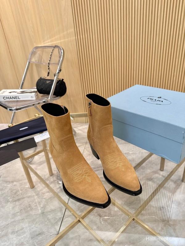 Prada Classic Pointed Toe Boots - L Y00330