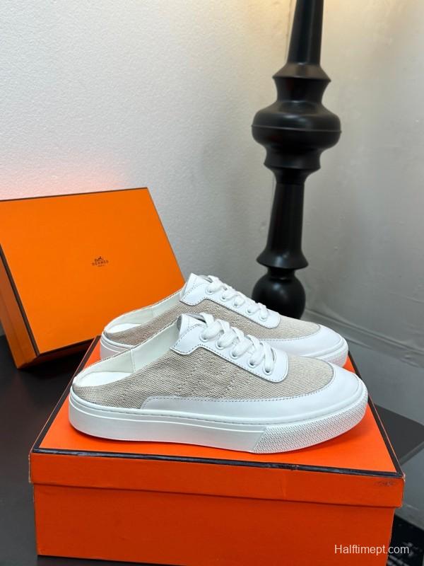 Hermès Deep Series Couple White Sneakers Casual Skate Shoes - AS00320