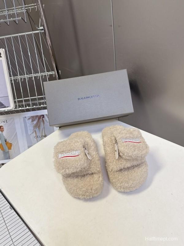 Balenciaga 2025 SS Couple Edition Coca-Cola Fur Slides - KFY00230