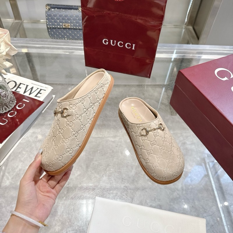 Gucci Camel Suede Horsebit Women's Barefoot Mules - LY00240