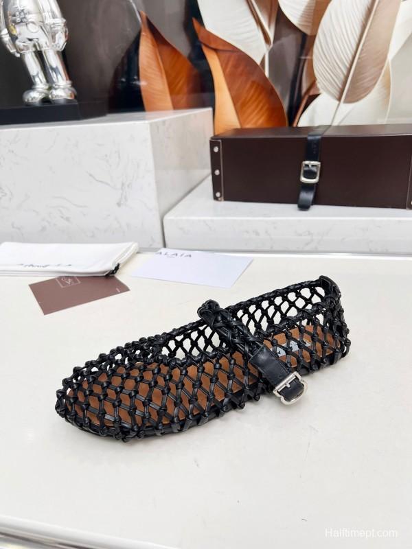 Alaia 2025SS Handwoven Ballet Dance Shoes with Inner Height Increase - LY00280