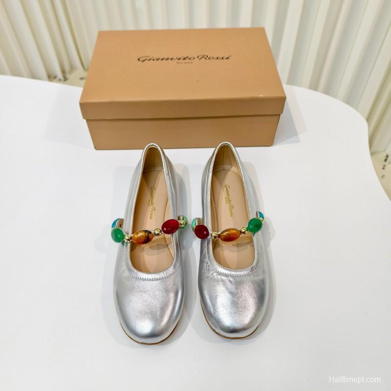 Gianvito Rossi Bohemian Style Turquoise Flat Ballet Shoes - LY00320