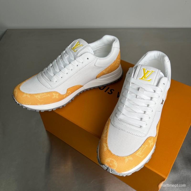 Lv Run Away Calfskin Leather Round Toe Lace-Up Low Top Casual Shoes Men's - YC