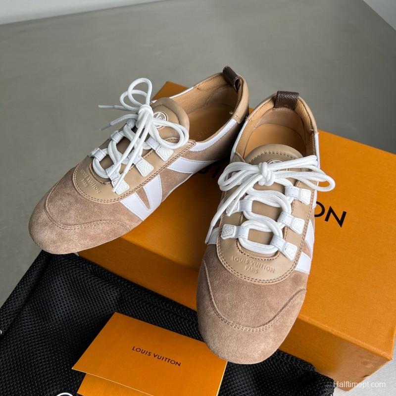 Lv Sneakerina 2025 SS Ballet Round Toe Lace-Up Low Top Lifestyle Casual Shoes - YC