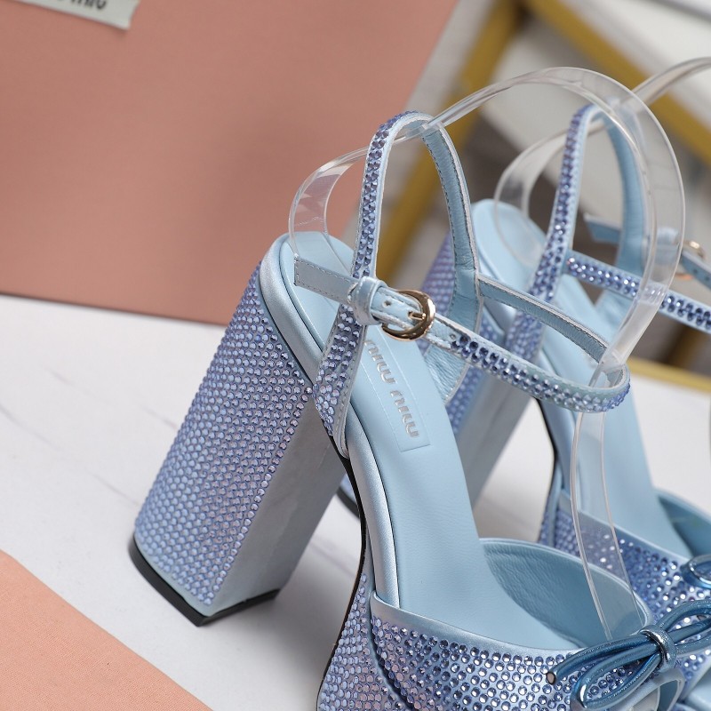 MIUMIU Bling Bling Swarovski Crystal Sandals with 11.5cm Heel - KFY00340