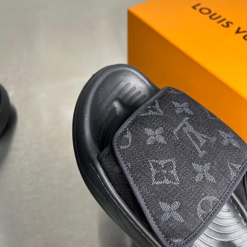 Louis Vuitton Miami Mule Slip-On Sandals with Hook and Loop Fastener - YC