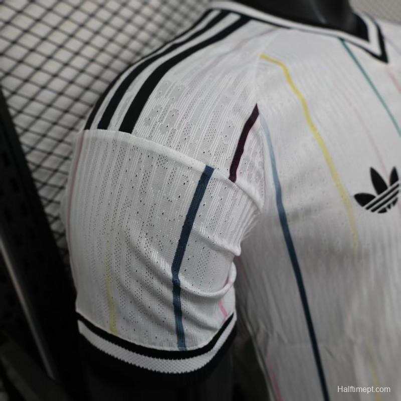 Player Version 2026 Japan Away White with Colorful Vertical Stripe Pattern Jersey