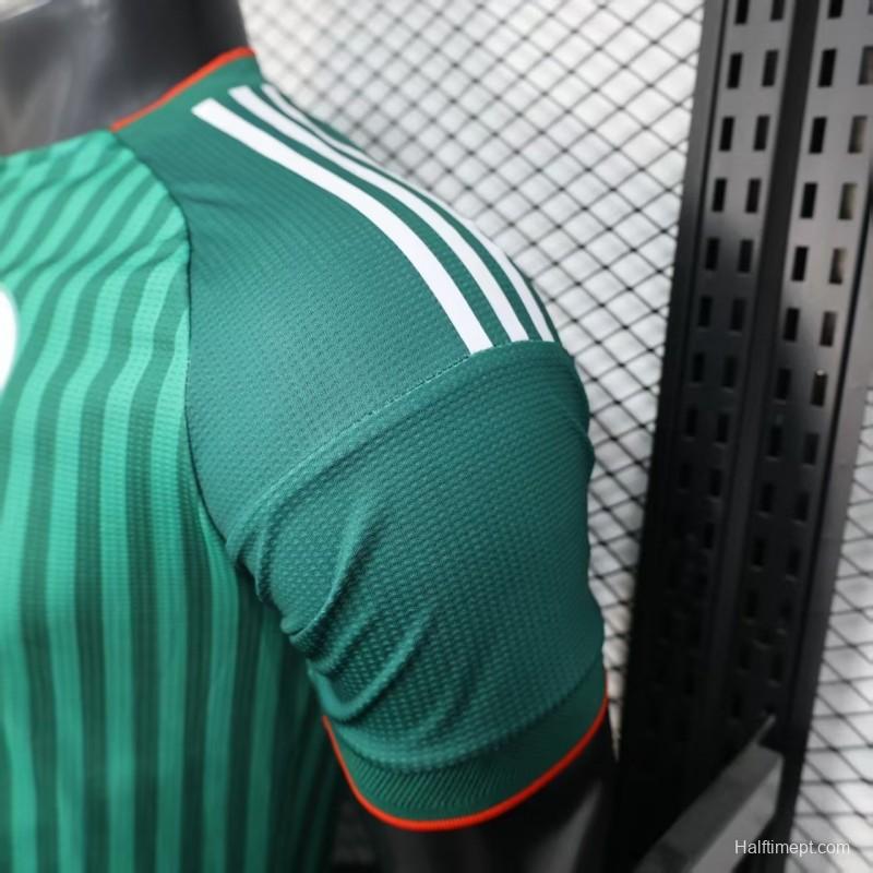 Player Version 2026 Algeria Home Green with Vertical Stripe Pattern Jersey