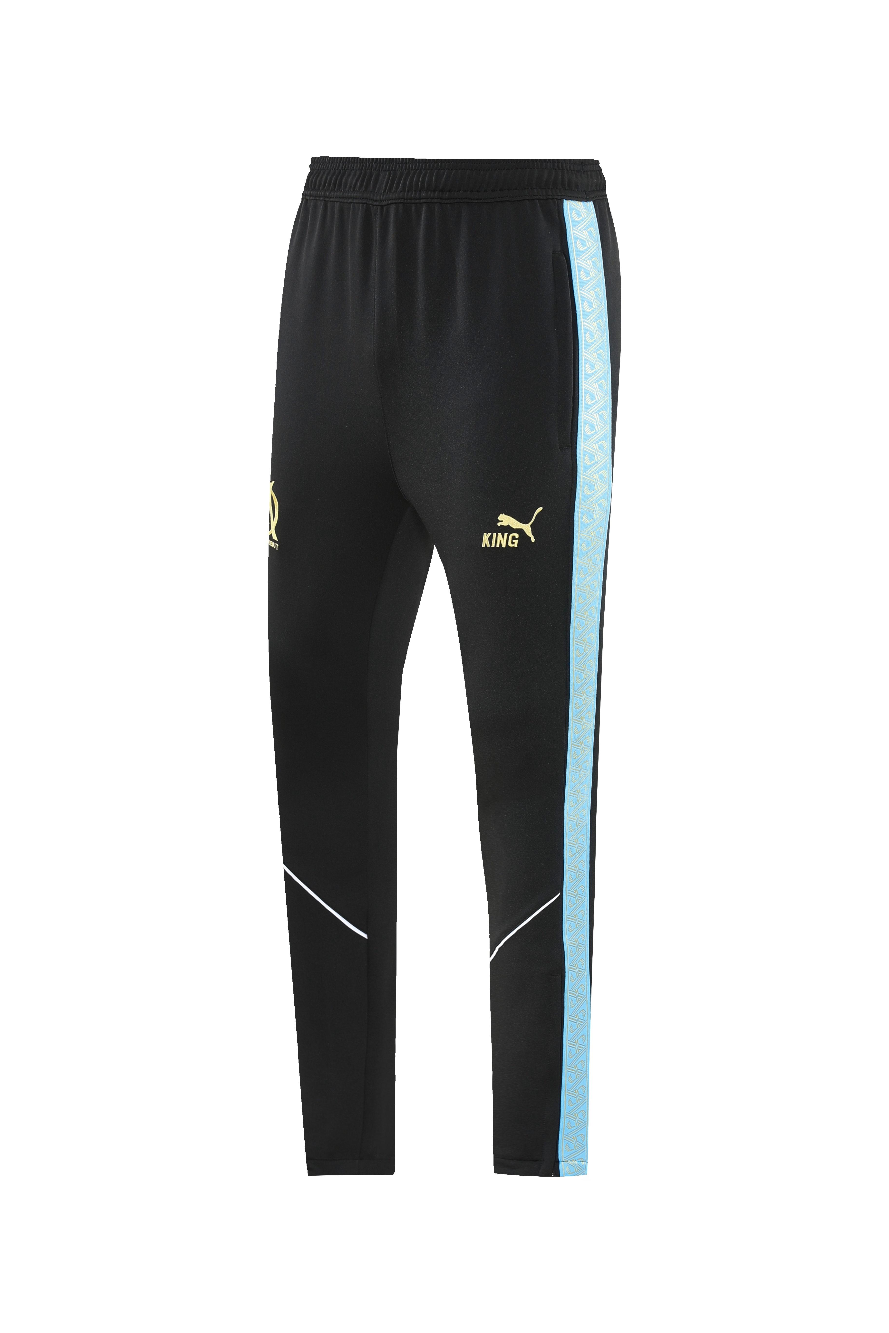 25/26 Olympique Marseille Black Full zipper Jacket Tracksuit+ long pants