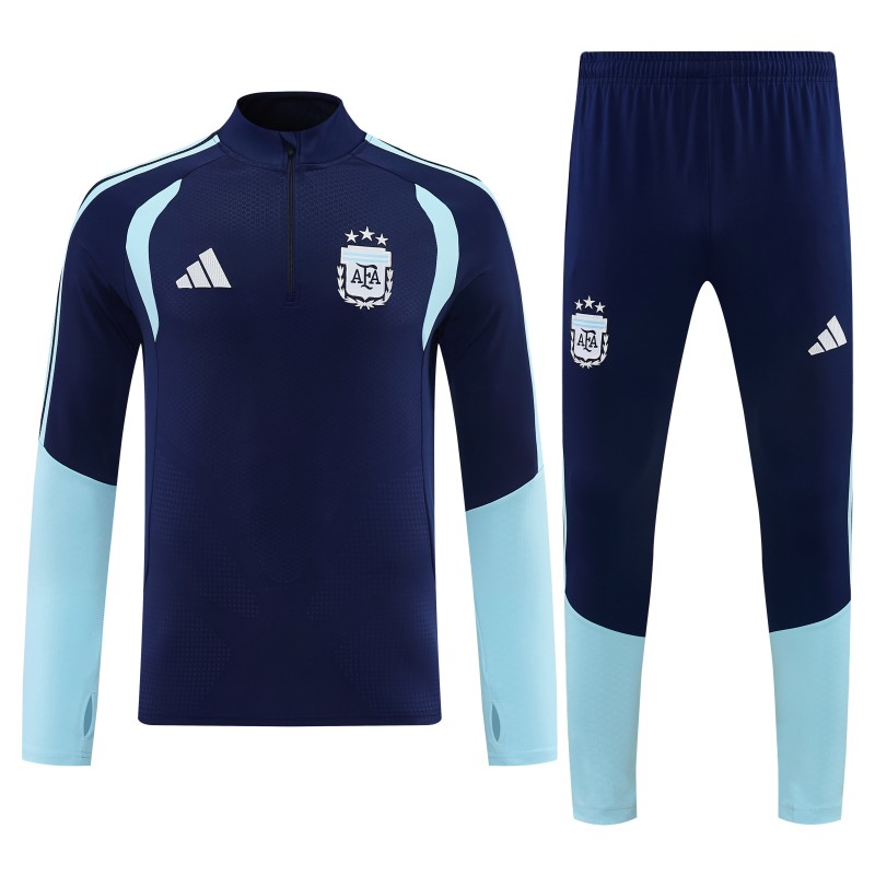 26/27  Argentina Navy Blue  Half  Zipper Jacket Tracksuit + Long Pants