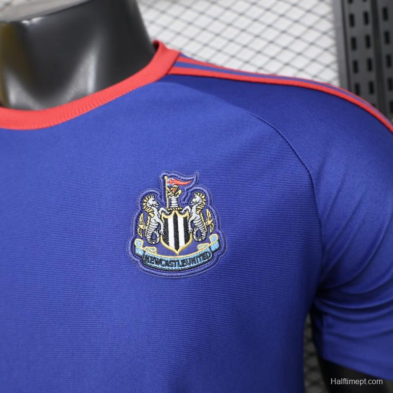 Player Version 26/27 Newcastle United Blue 1990 Vintage Remake  Short Sleeve Away Jersey
