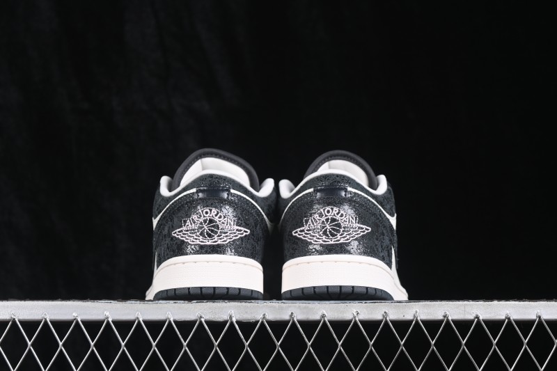 Nike Air Jordan 1 Low Retro Basketball Shoes with Cracked Leather Accents - II0595-001