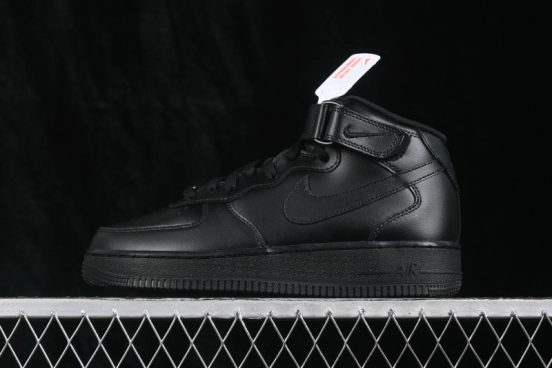 Nike Air Force 1 '07 Mid Black Casual Basketball Shoes with Leather Upper - CW2289-001