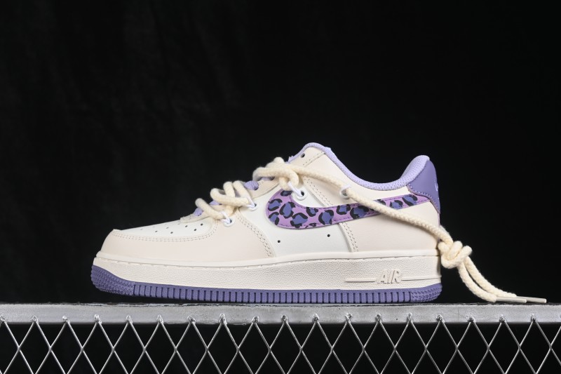 Nike Air Force 1 '07 Low Hand-Painted Taro Leopard Casual Skateboarding Shoes - FJ7740-111