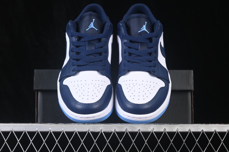 Nike Air Jordan 1 Low Retro Basketball Shoes with Classic White and Blue Colorway - 553558-404
