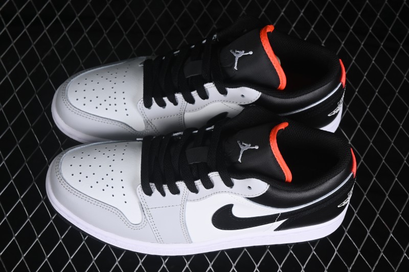 Nike Air Jordan 1 Low Retro Basketball Shoes with Classic White Grey Black Colorway - 553558-045
