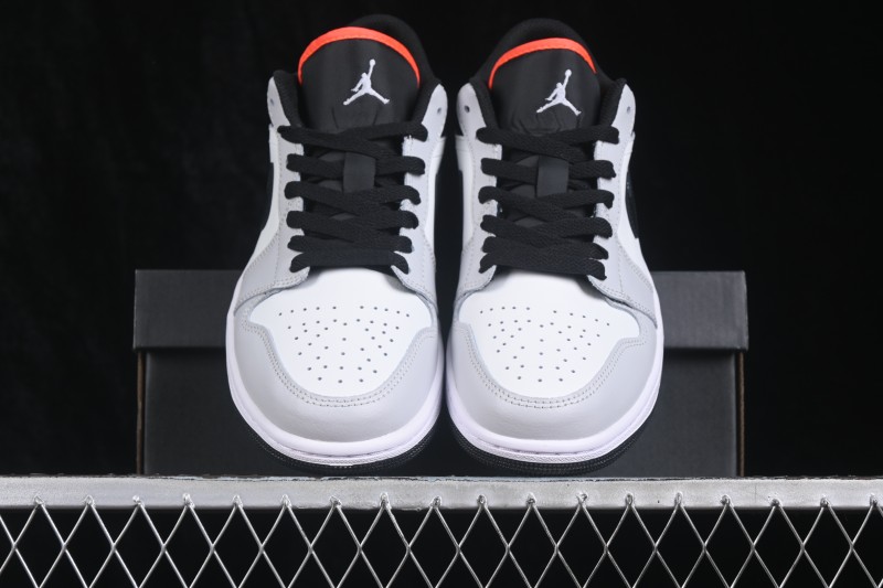 Nike Air Jordan 1 Low Retro Basketball Shoes with Classic White Grey Black Colorway - 553558-045