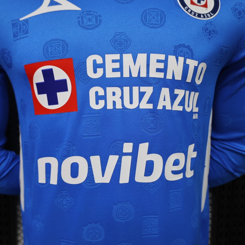 Player Version 26/27 Cruz Azul Home  Long Sleeve Blue Jersey