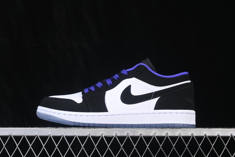 Nike Air Jordan 1 Low Retro Basketball Lifestyle Shoes with Crystal White-Black Colorway - 553558-108
