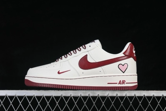 Nike Air Force 1 '07 Low Valentine's Day Edition White with Red Accents Low-Top Casual Skate Shoes - NH0601-539