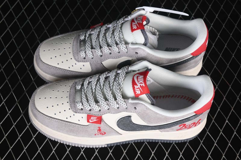 Nike Air Force 1 '07 Low Year of the Horse Limited Edition Gray Red Texture Casual Skateboard Shoes - HT5088-628