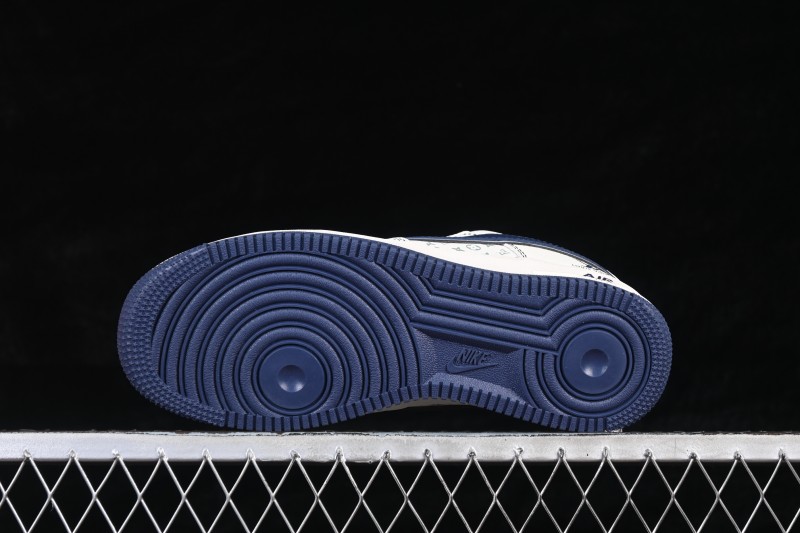 Nike Air Force 1 '07 Low Louis Vuitton Collaboration Deep Blue Classic Monogram Casual Sneakers - HH7518-078