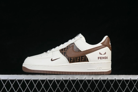 Nike Air Force 1 '07 Low Fendi-Inspired Retro White and Brown Casual Sneakers - XY9025-017