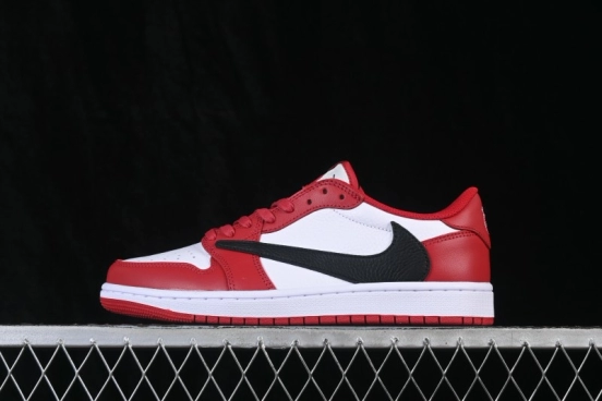 ZG Edition Travis Scott x Air Jordan 1 Low OG AJ1 Low-Top Sneakers with Reverse Swoosh and Full-Grain Leather - DM7866-101