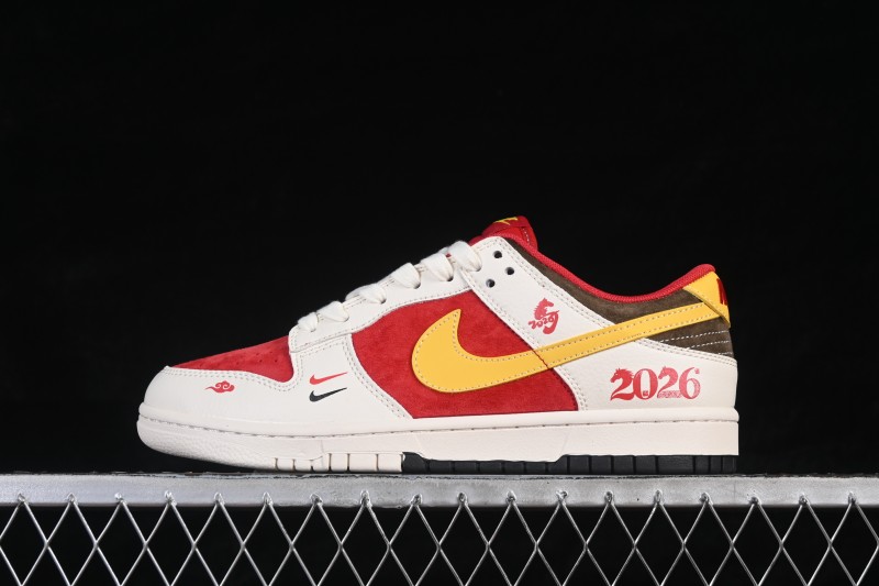 Nike SB Dunk Low Premium Custom Red and Gold Skateboarding Shoes - MZ9588-860
