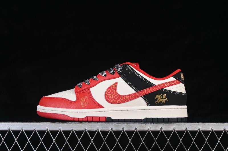 Nike SB Dunk Low Year of the Horse Limited Edition Red Sneakers Custom Low-Top Skateboarding Shoes - HT5088-657