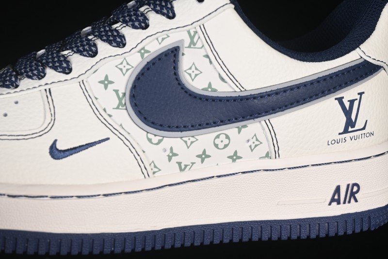 Nike Air Force 1 '07 Low Louis Vuitton Collaboration Deep Blue Classic Monogram Casual Sneakers - HH7518-078