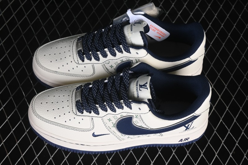 Nike Air Force 1 '07 Low Louis Vuitton Collaboration Deep Blue Classic Monogram Casual Sneakers - HH7518-078