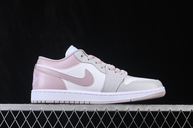 Nike Air Jordan 1 Low Retro Casual Sneakers in White and Pink - DC0774-606
