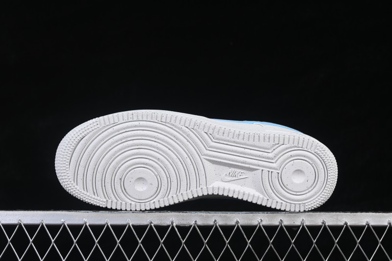 Nike Air Force 1 '07 Low Basketball Shoes with Dual Swoosh Design in White and Blue - DO9786-100
