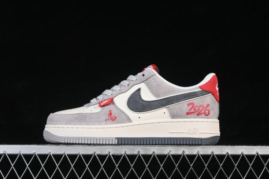 Nike Air Force 1 '07 Low Year of the Horse Limited Edition Gray Red Texture Casual Skateboard Shoes - HT5088-628