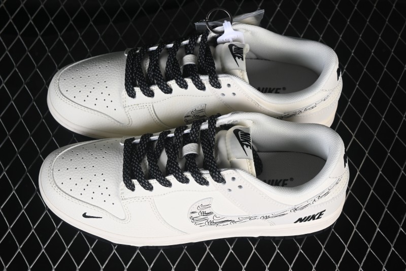 Nike SB Dunk Low Cream White Premium Custom Low-Top Skateboarding Shoes - HH7518-093