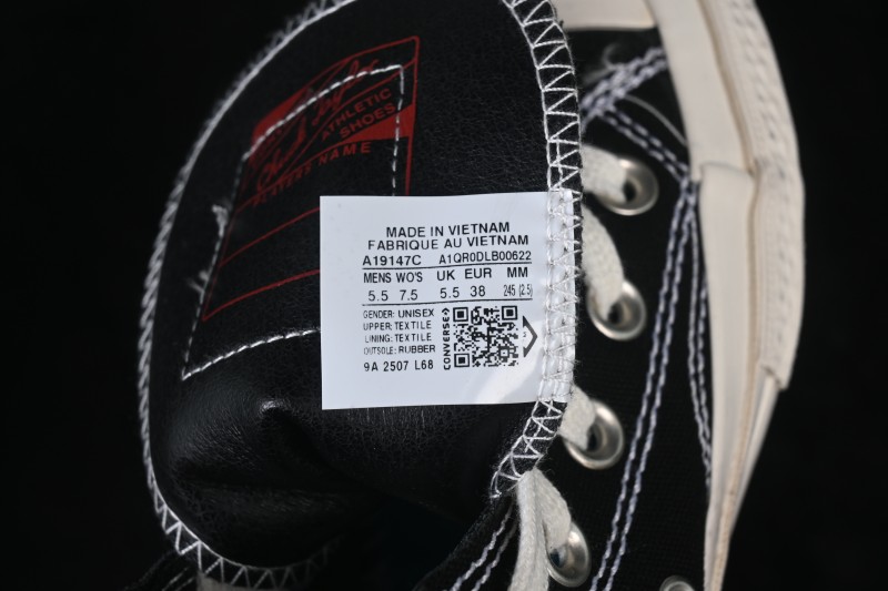 Converse Chuck 70 High-Top Canvas Sneakers with Suede Star Accent and Washed Denim Construction - A19147C