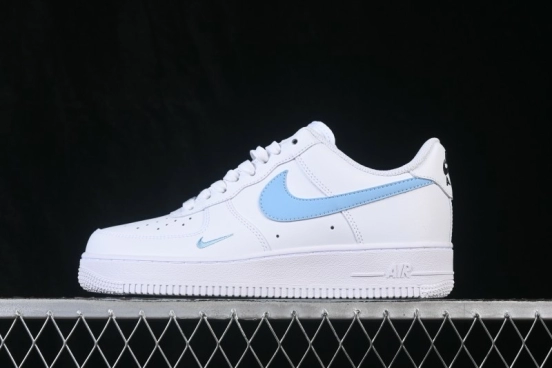 Nike Air Force 1 '07 Low Casual Basketball Shoes with White and Blue Swoosh and Full-Length Air Cushion - ZH0316-121