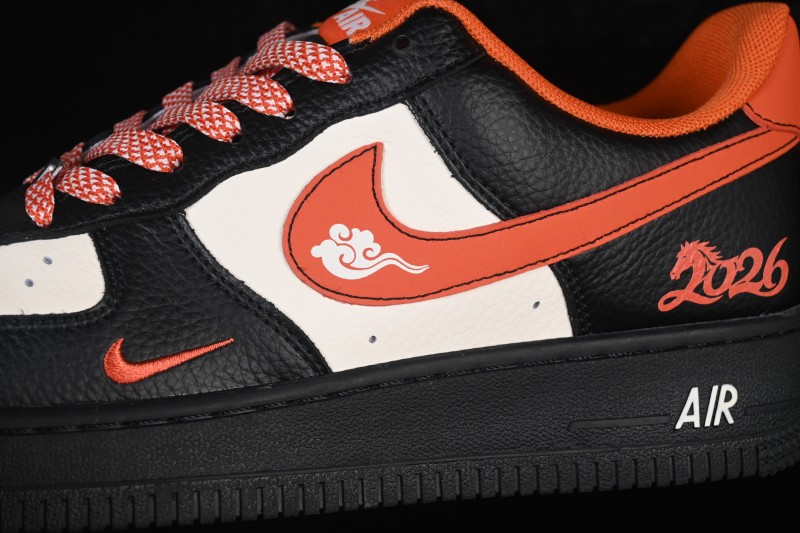 Nike Air Force 1 '07 Low Chinese New Year Limited Edition Black Orange Basketball Sneakers - XD0028-018