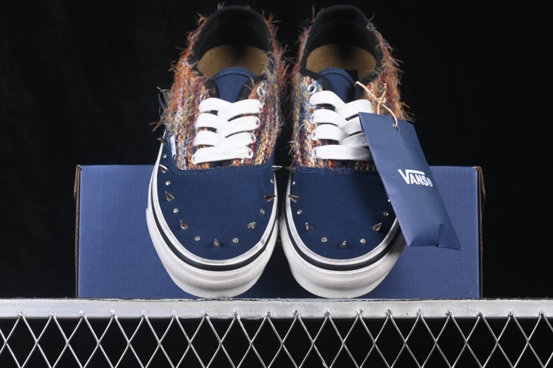 Vans Premium Authentic 44 Punk Style Low-Top Skate Shoes with Mixed Mohair and Studded Accents - VN000DB8BER