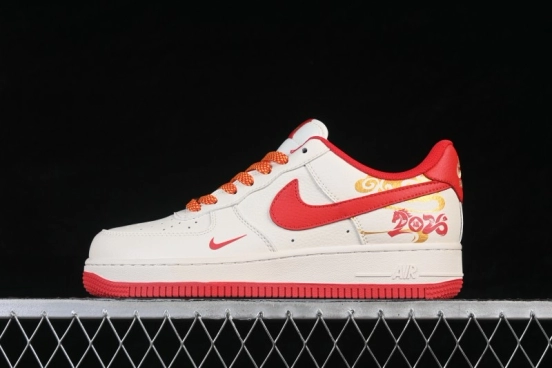 Nike Air Force 1 '07 Low Chinese New Year Limited Edition Basketball Shoes in White Wine Red - QW5288-125