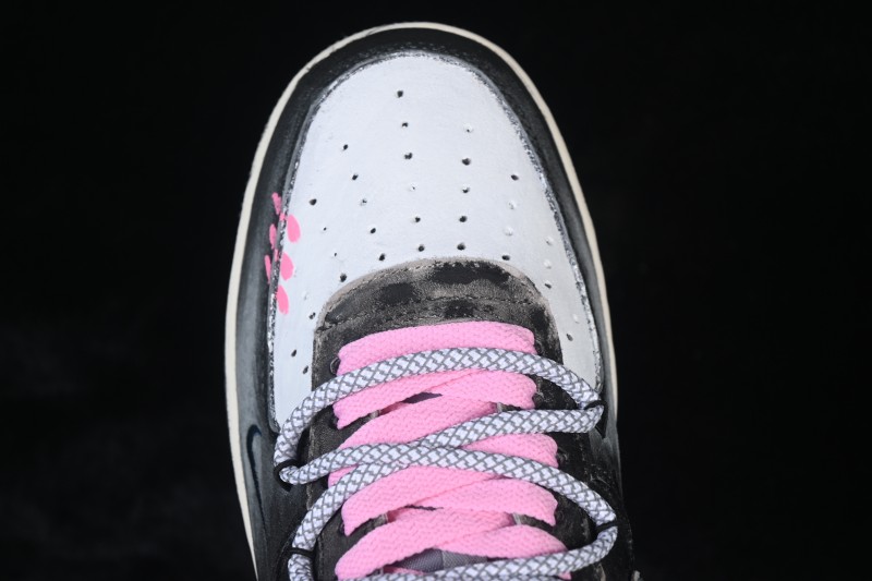 Nike Air Force 1 '07 Low Casual Sneakers with Gray-Pink Lucky Charm Design - YD2425-880