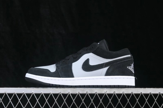 Nike Air Jordan 1 Low Retro Basketball Shoes with Classic Black and Grey Colorway - 553558-048