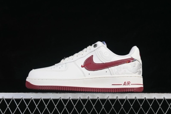 Nike Air Force 1 '07 Low Year of the Horse Limited Edition White Red Retro Basketball Sneakers with Air Cushioning - DD1982-348