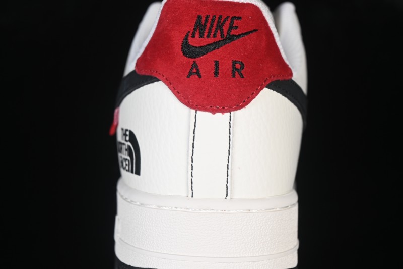 Nike Air Force 1 '07 Low Classic Basketball Sneakers with Black-White-Red Color Blocking and Perforated Leather Upper - KG6699-F42