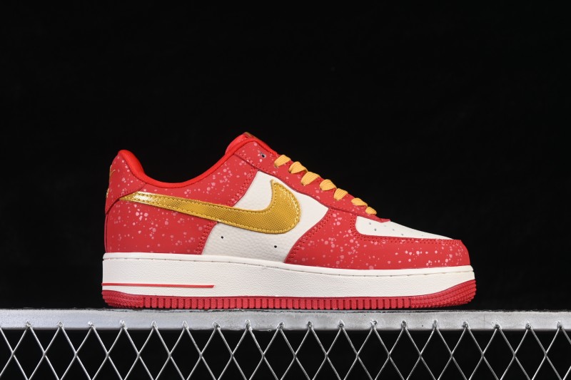 Nike Air Force 1 '07 Low Chinese New Year Limited Edition White Red Gold Splatter Low-Top Casual Skateboarding Shoes - DF0188-131