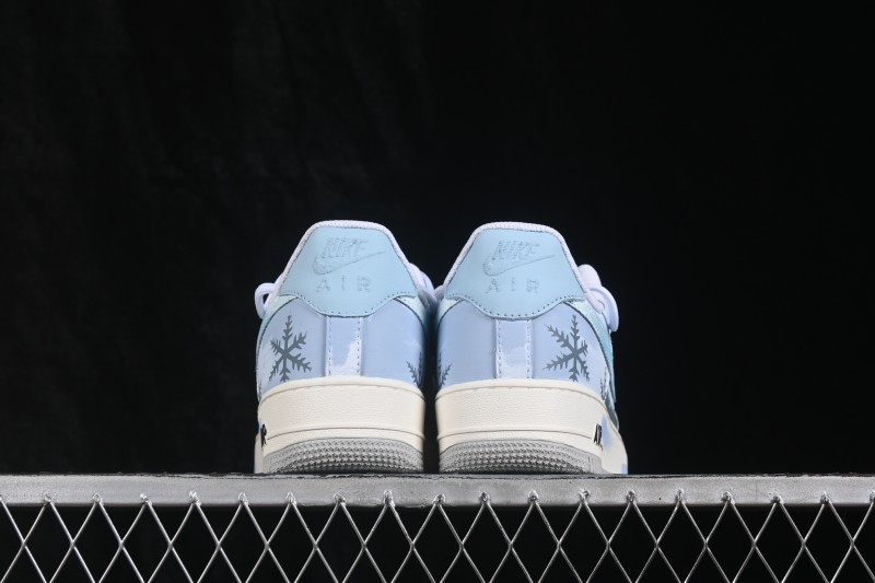 Nike Air Force 1 '07 Low Icefield Snowfall Hand-Painted Sneakers with Frosted Snowflake Design - DO7417-199